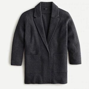 J. Crew Charcoal Open-Front Wool-Blend Coat